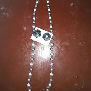 Silver necklace and earrings
